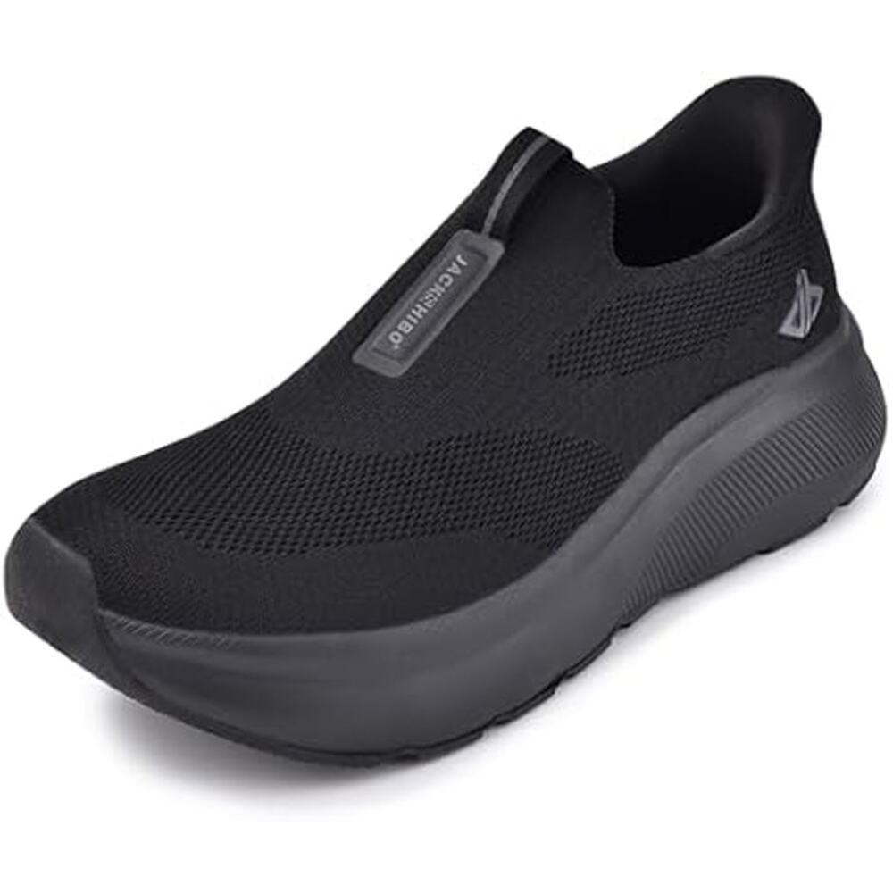 Jackshibo Mens Size 10.5 Black Breathable Fabric SlipOn Hands Free Comfort Shoes